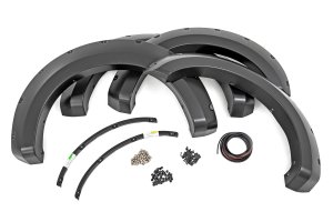 Ford F-250 Super Duty Fender Flares - Rough Country - Pocket, Simulated Riveted - Flat Black - '17-'22